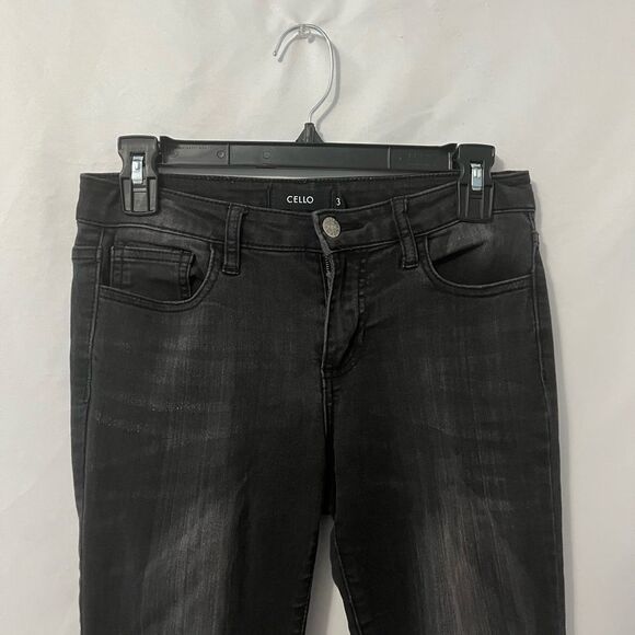 Cello Black Midrise Skinny Raw Hem Jeans Size 3 - Picture 4 of 6